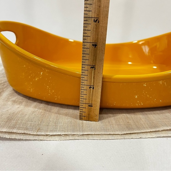 Rachel Ray 4 Quart Oval Baker Dish Yellow Mustard Stoneware Glazed Glassy - Picture 10 of 12